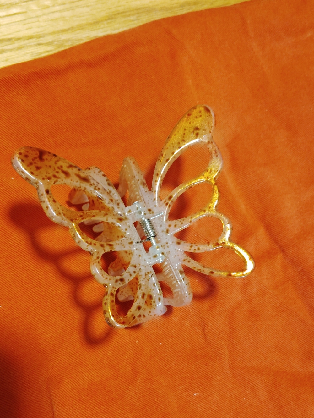 Butterfly Hair Claw Clip in Translucent Amber Speckle